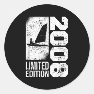 Sticker Rond Voiliers de yacht des marins Vintage 2008 Annivers