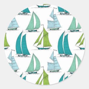 Sticker Rond Voiliers sur le motif de l'eau