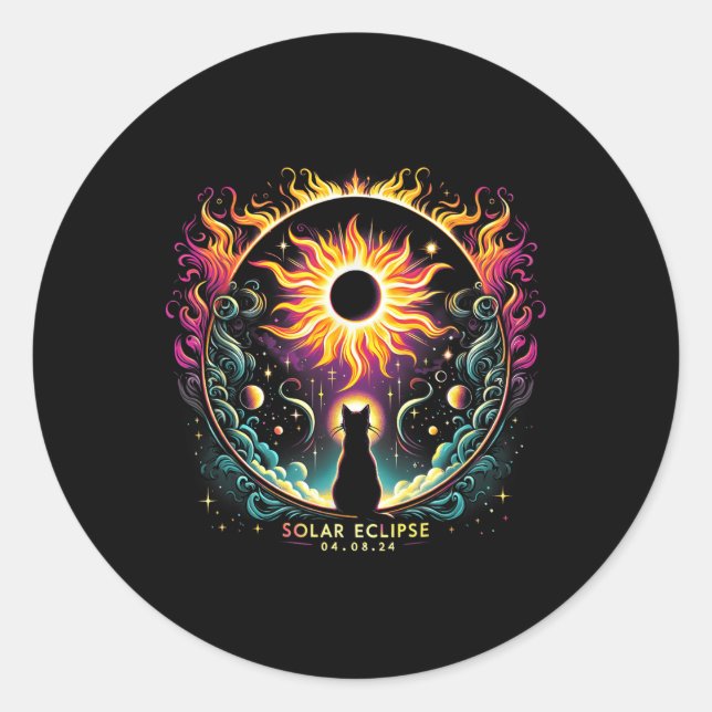 Sticker Rond Voir l'ensemble Avril 8 2024 Solar Eclipse Amoureu (Devant)