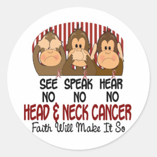 Sticker Rond Voir Parler Hear No Head and Neck Cancer 1