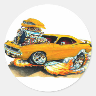 Sticker Rond Voiture 1970 d'orange de Plymouth Cuda