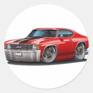 Sticker Rond Voiture 1971-72 Rouge-Noire de Chevelle