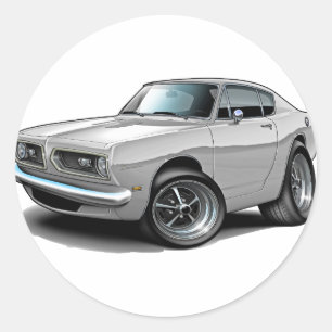 Sticker Rond Voiture blanche Barracuda 1967-69
