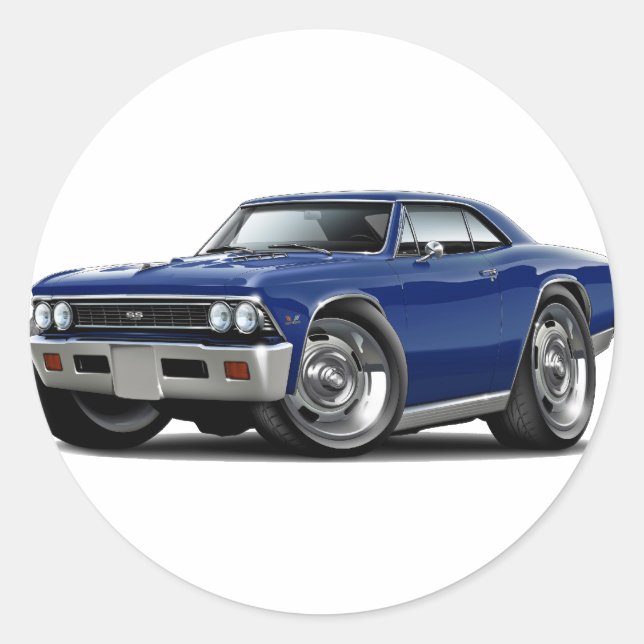 Sticker Rond Voiture bleu foncé Chevelle 1966 (Devant)