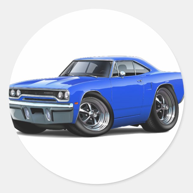 Sticker Rond Voiture bleue Roadrunner 1970 (Devant)