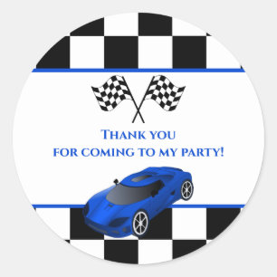 Sticker Rond Voiture Blue Race Parti Anniversaire de enfant F