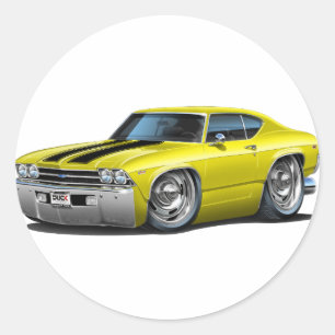 Sticker Rond Voiture Chevelle jaune-noir 1969