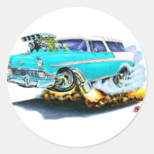 Sticker Rond Voiture Chevy Nomad Turquoise 1956