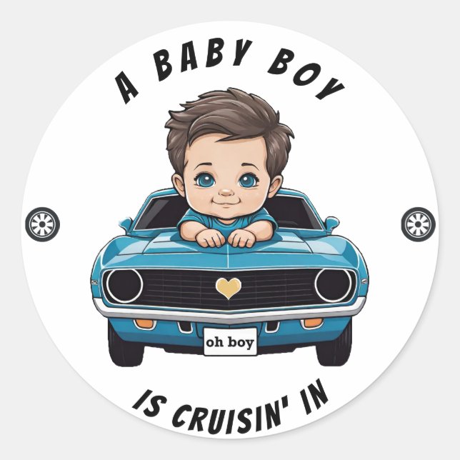 Sticker Rond Voiture Classique Voiture Baby Boy Cruisin' Dans D (Devant)