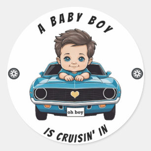 Sticker Rond Voiture Classique Voiture Baby Boy Cruisin' Dans D