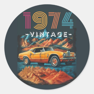 Sticker Rond Voiture cool vintage 1974