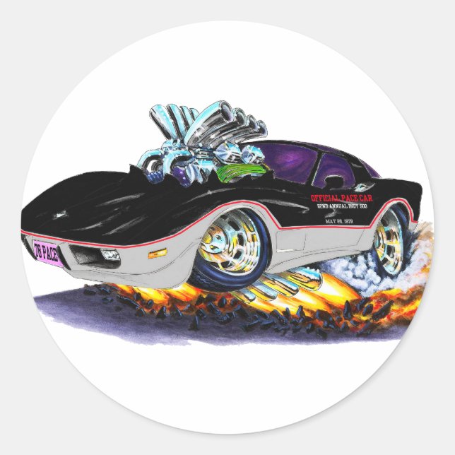 Sticker Rond Voiture Corvette Indy 1978 (Devant)