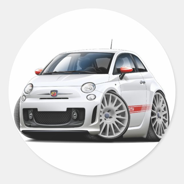 Sticker Rond Voiture de blanc de Fiat 500 Abarth (Devant)