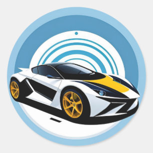 Sticker Rond Voiture de course au design dynamique