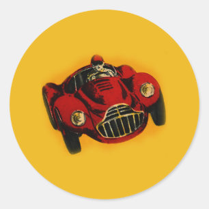 Sticker Rond Voiture de course automobile jaune rouge
