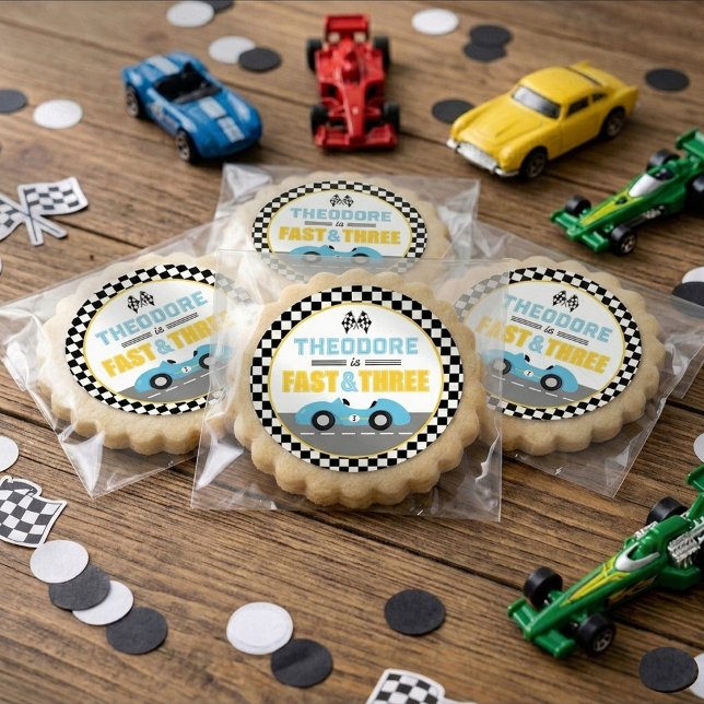 Sticker Rond Voiture de course Fast & Three Faveur de fête d'an (Créateur téléchargé)