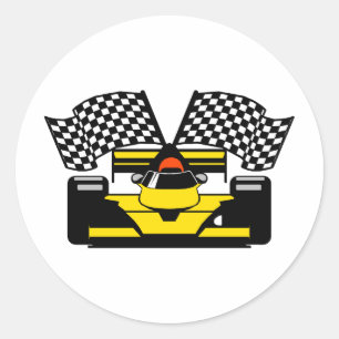 STICKER ROND VOITURE DE COURSE JAUNE