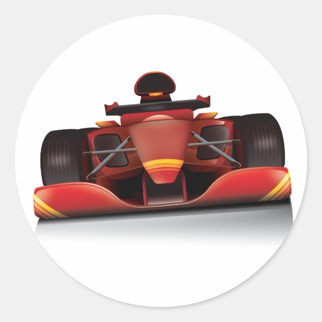 Sticker Rond Voiture de course rouge (Devant)