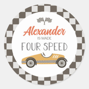 Sticker Rond Voiture de course vintage fait QUATRE Vitesse Anni