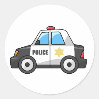 Sticker Rond Voiture de la police de dessin cool