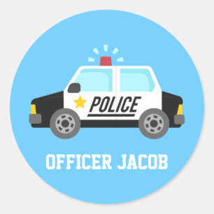 Sticker Rond Voiture de police classique avec le nom de sirène