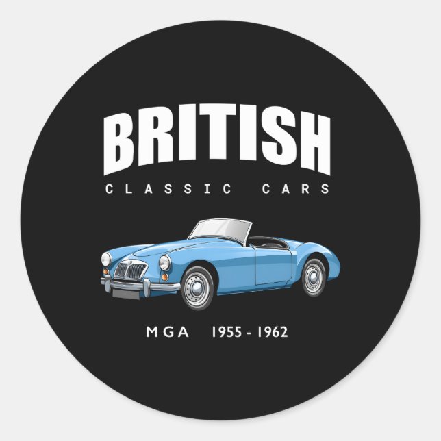 Sticker Rond Voiture de sport britannique Mg Mga (Devant)