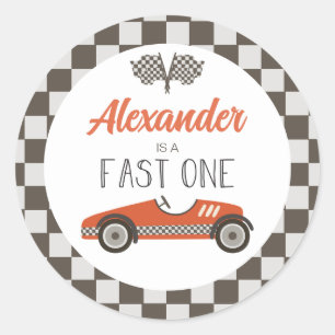 Sticker Rond Voiture Fast One rouge course Anniversaire