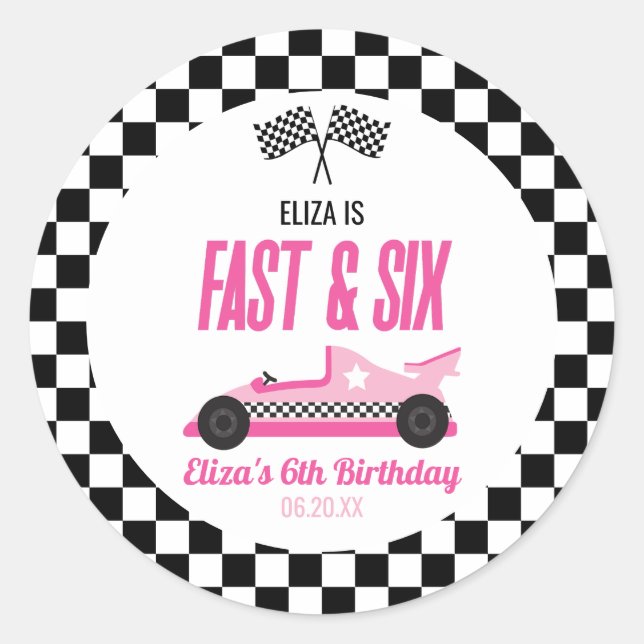 Sticker Rond Voiture Fast & Six Pink Race 6e fête d'anniversair (Devant)