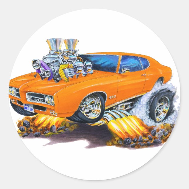 Sticker Rond Voiture GTO Orange 1969 (Devant)