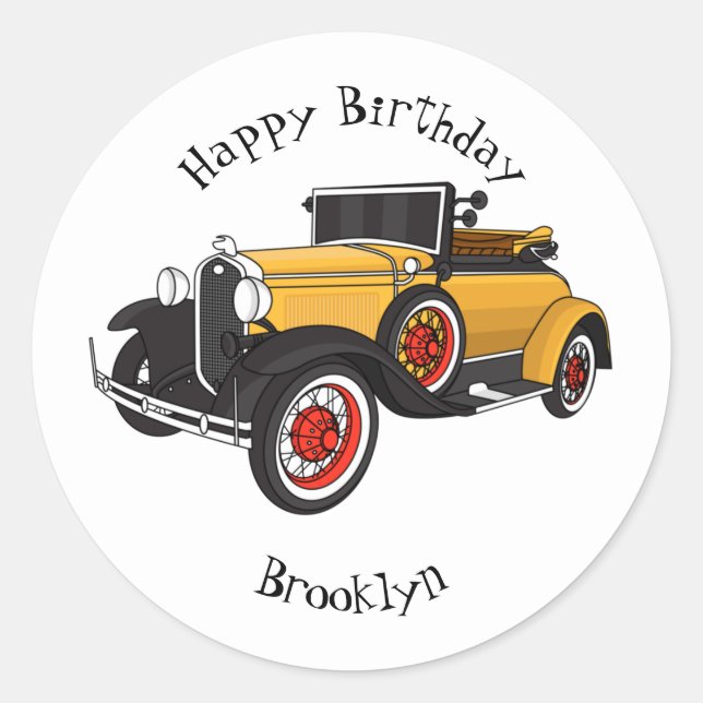 Sticker Rond Voiture jaune classique 1931 (Devant)