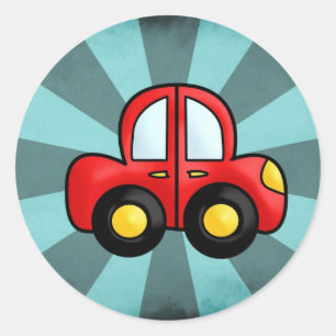 Sticker Rond Voiture Jouet Rétro Artistique et Ludique