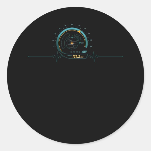 Sticker Rond Voiture Lover Racing Speedometer Heartbeat Car Ent (Devant)