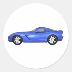 Sticker Rond Voiture Musculaire Viper Hard-Top: Finition bleue