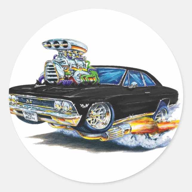 Sticker Rond Voiture noire Chevelle 1966 (Devant)