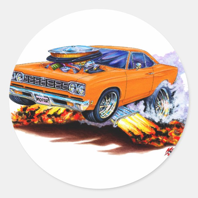 Sticker Rond Voiture orange Roadrunner 1968-69 (Devant)