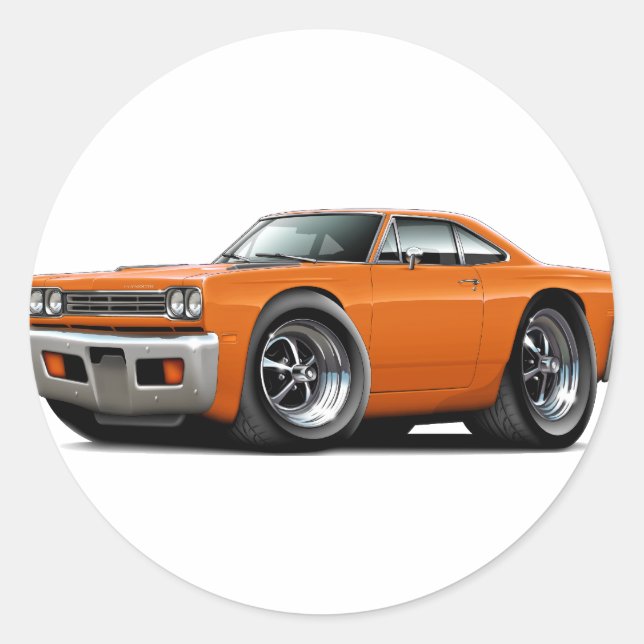 Sticker Rond Voiture orange Roadrunner 1969 (Devant)