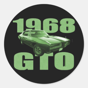 Sticker Rond Voiture Pontiac GTO 1968 Vert