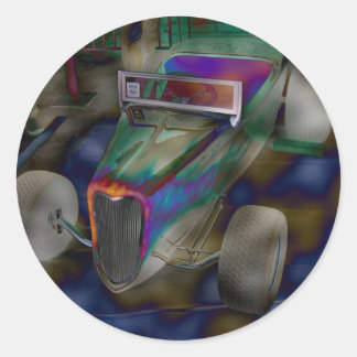 Sticker Rond Voiture Psychadelic Antique Racing