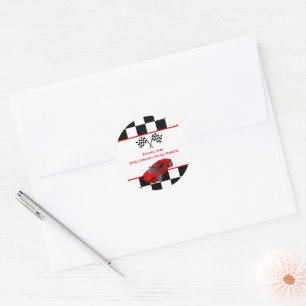 Sticker Rond Voiture Red Race   Parti Anniversaire de enfant Fa