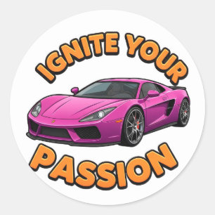 Sticker Rond Voiture rose