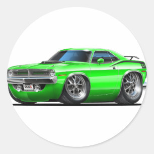 Sticker Rond Voiture verte Plymouth Cuda 1970