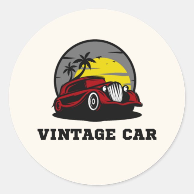 Sticker Rond Voiture Vintage (Devant)