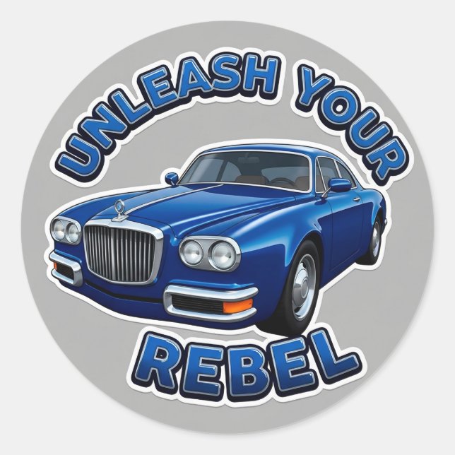 Sticker Rond Voiture Vintage Bleue (Devant)