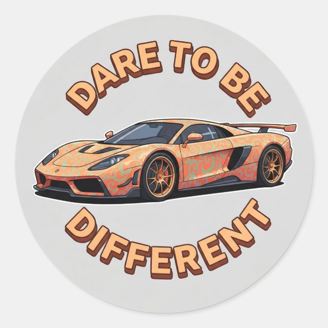Sticker Rond Voiture Vintage Orange (Devant)