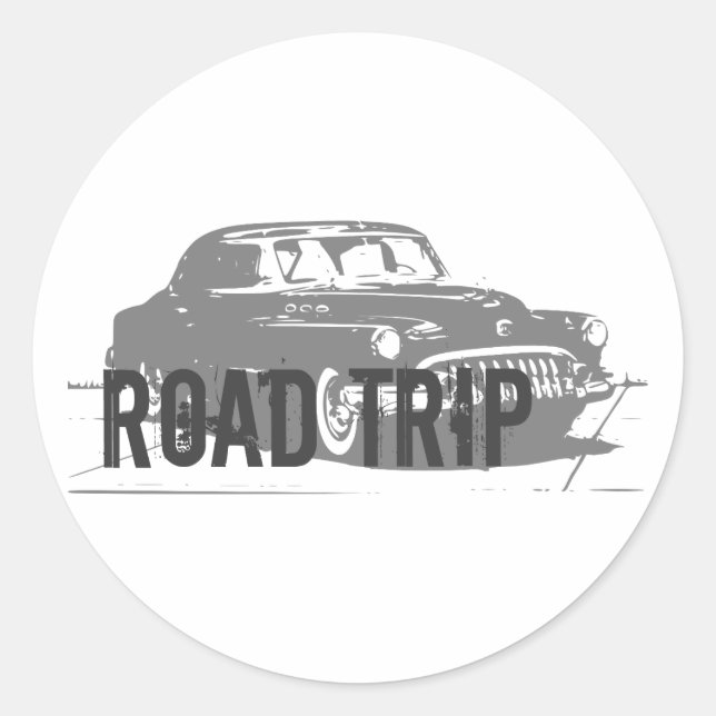 Sticker Rond Voiture Vintage Voyage (Devant)