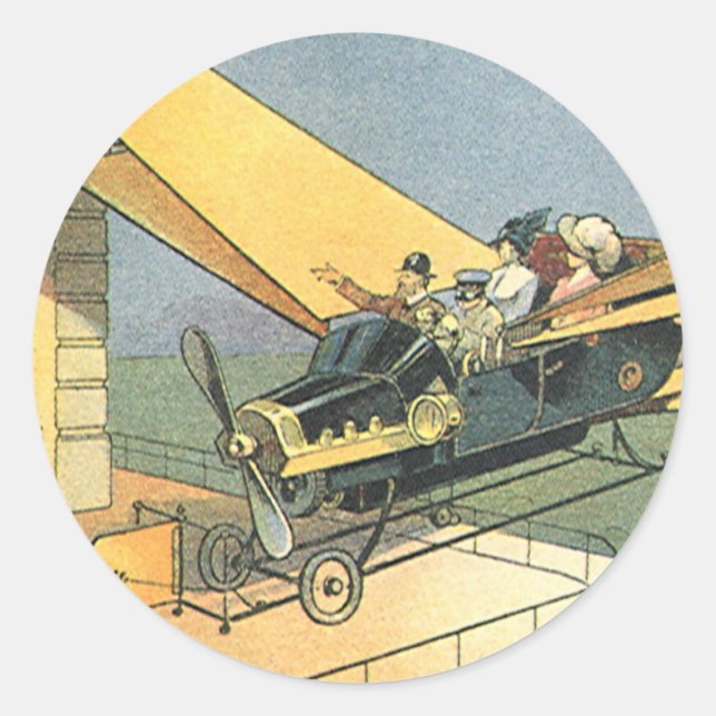 Sticker Rond Voitures cabriolet Steampunk de science-fiction vi (Devant)