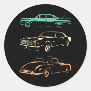Sticker Rond Voitures Vintage - 80s & 90s Graphic Retro