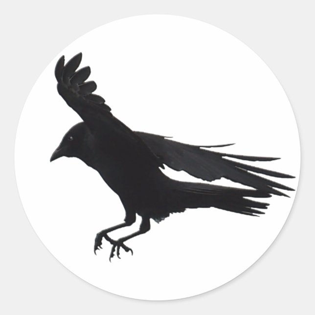 Sticker Rond Vol à l'atterrissage noir Crow Art (Devant)