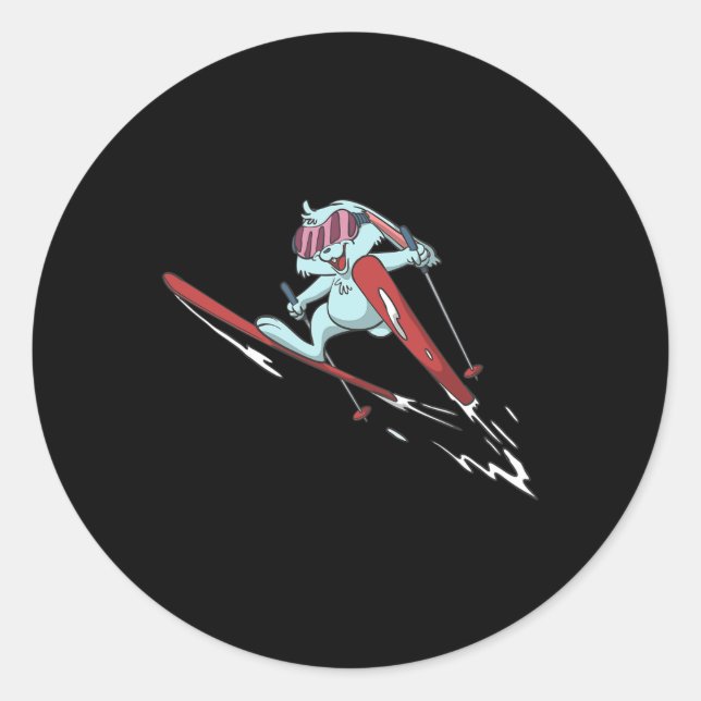 Sticker Rond Vol à ski de lapin  (Devant)