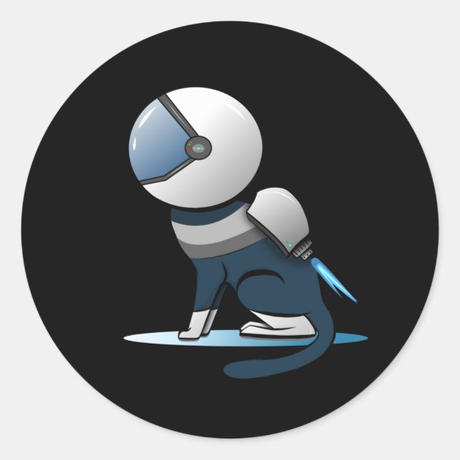 Sticker Rond Vol d'astronaute de chats spatiaux (Devant)
